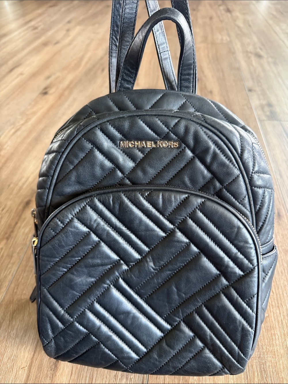 Michael Kors Abbey Medium Quilted Leather Backpack  Black